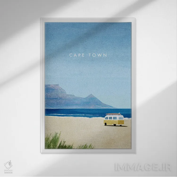 تابلو دکوراتیو South Africa Travel Poster,پوستر سفر کیپ تاون اثر هنری ریورز - نمای قابدار سفید