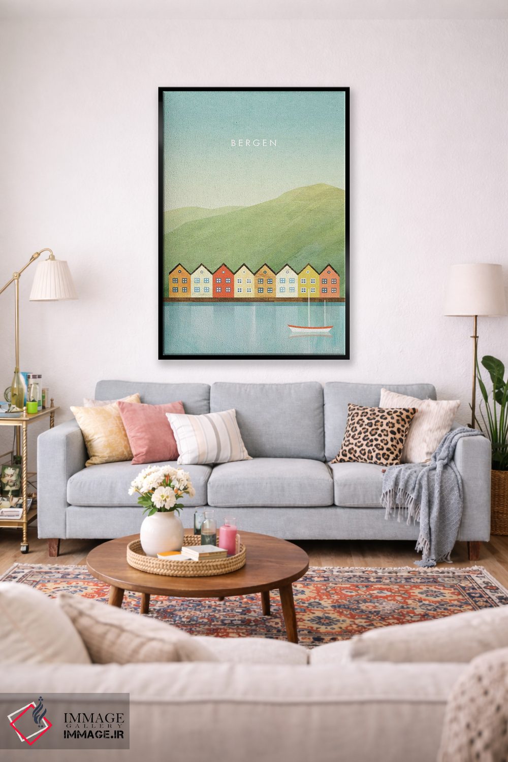 تابلو مینیمال Norway Travel Poster,پوستر سفر برگن اثر هنری ریورز - D2B