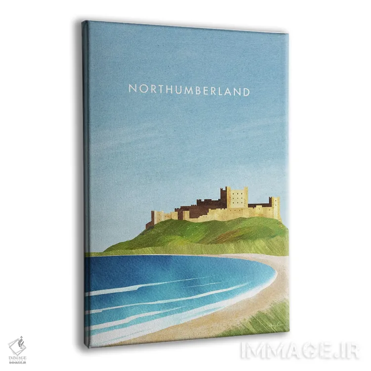 تابلو دکوراتیو England Travel Poster,پوستر سفر نورث آمبرلند، انگلستان اثر هنری ریورز - نمای پرسپکتیو محصول