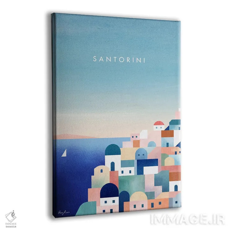 تابلو دکوراتیو Greece Travel Poster,پوستر سفر سانتورینی، یونان اثر هنری ریورز - نمای پرسپکتیو محصول