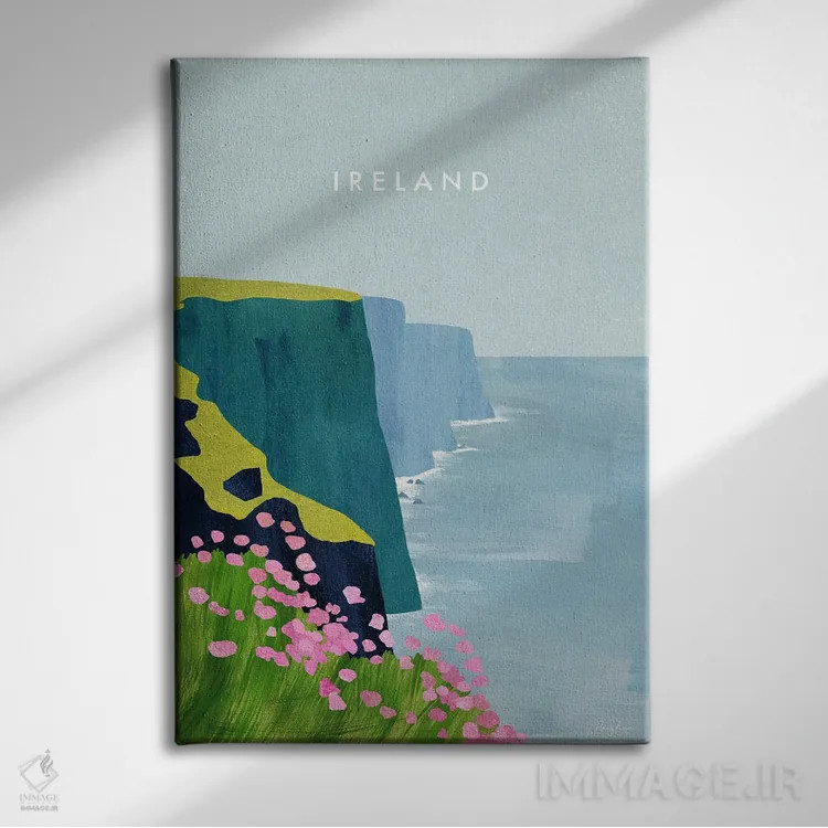 تابلو دکوراتیو Cliffs Of Moher Travel Poster,پوستر سفر ایرلند، صخره های موه… اثر هنری ریورز - نمای روبهرو روی دیوار