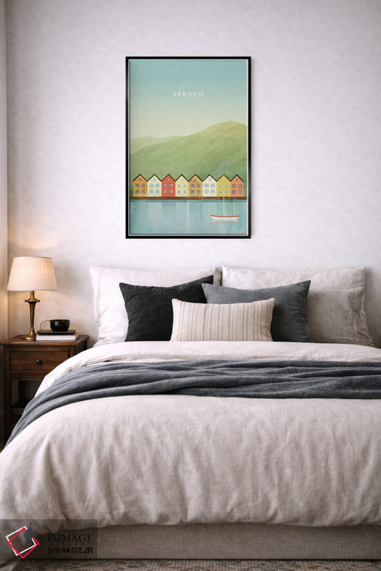 تابلو مینیمال Norway Travel Poster,پوستر سفر برگن اثر هنری ریورز - D6B