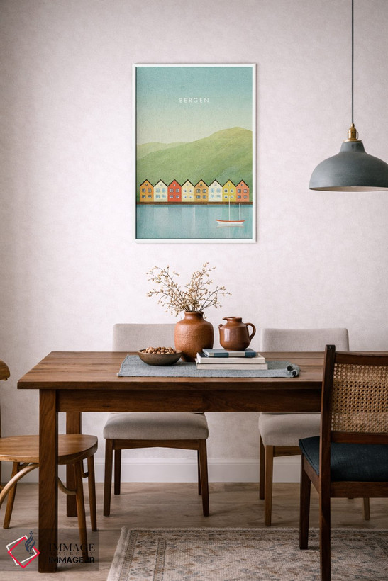 تابلو مینیمال Norway Travel Poster,پوستر سفر برگن اثر هنری ریورز - D5W