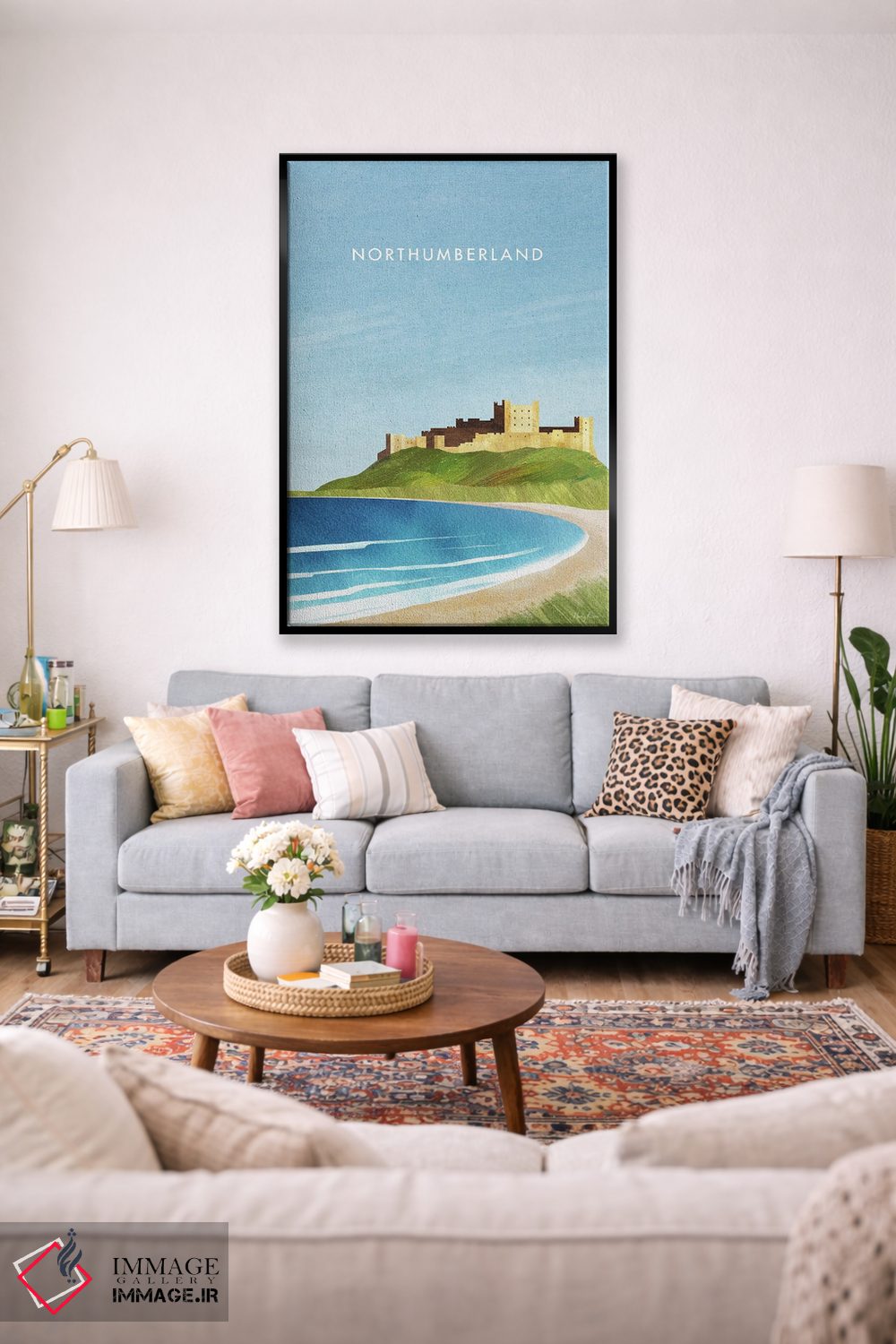 تابلو دکوراتیو England Travel Poster,پوستر سفر نورث آمبرلند، انگلستان اثر هنری ریورز - D2B