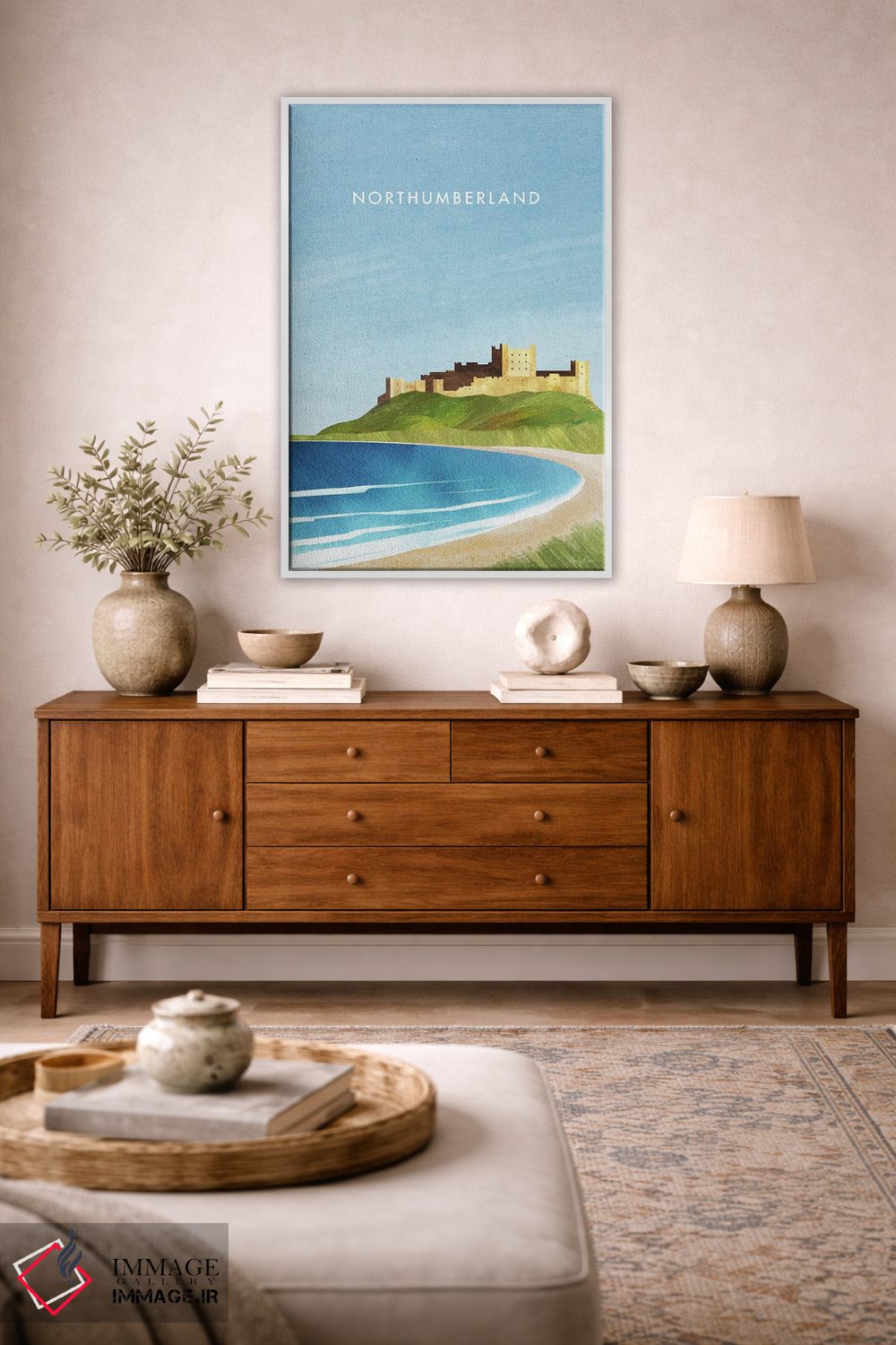 تابلو دکوراتیو England Travel Poster,پوستر سفر نورث آمبرلند، انگلستان اثر هنری ریورز - D3W