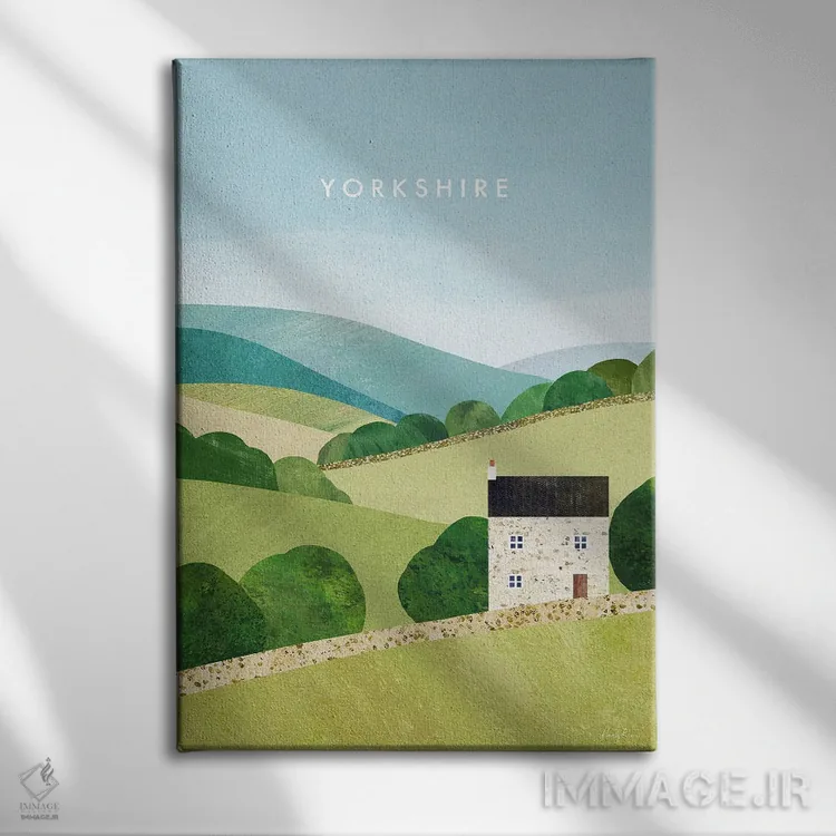 تابلو دکوراتیو England Travel Poster,پوستر سفر یورکشایر، انگلستان اثر هنری ریورز - نمای روبهرو روی دیوار