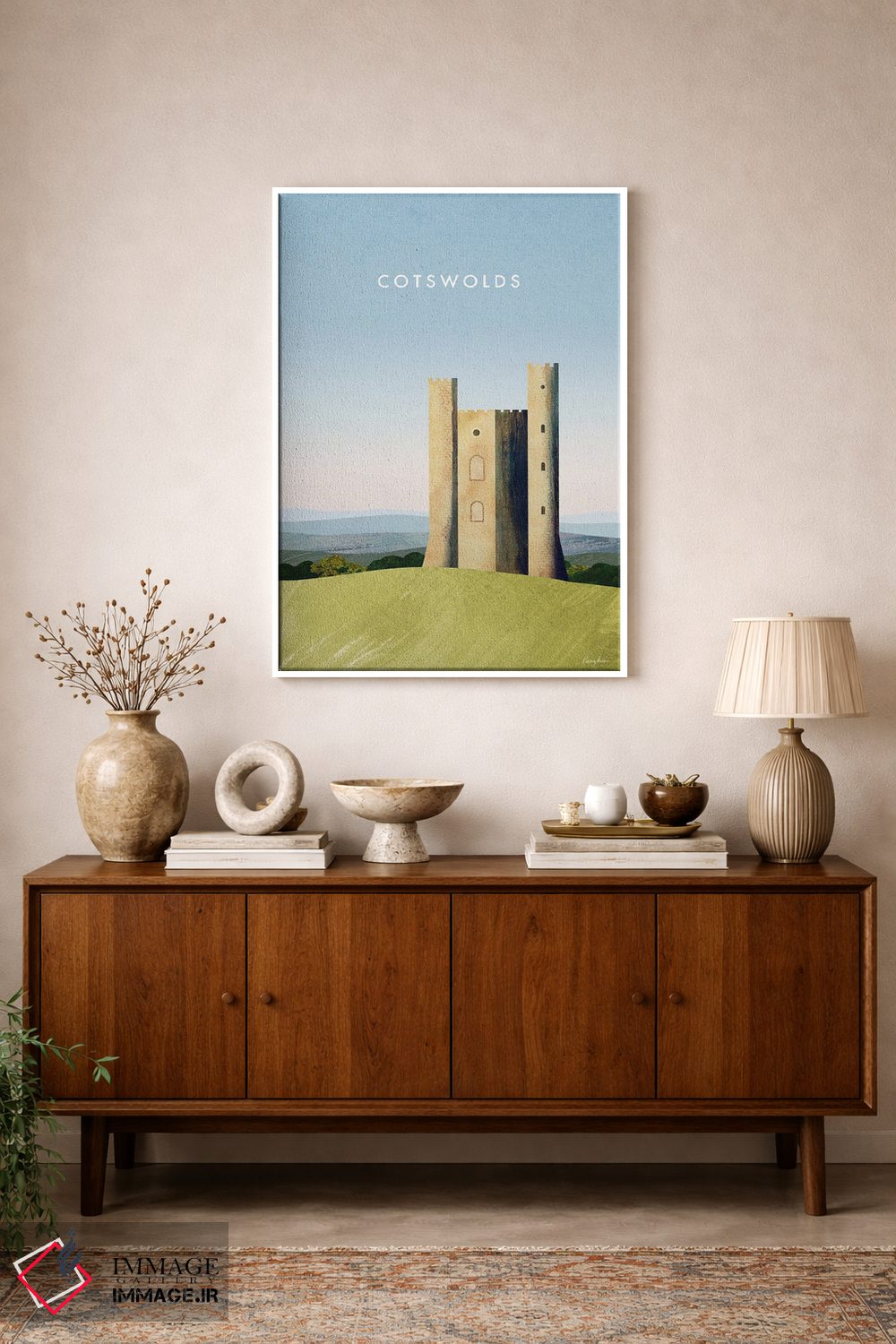 تابلو دکوراتیو England Travel Poster,پوستر سفر کاتسوولدز اثر هنری ریورز - D1W