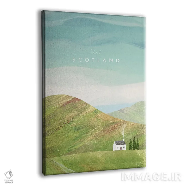 تابلو دکوراتیو Highland Travel Poster,پوستر سفر اسکاتلند، هایلند اثر هنری ریورز - نمای پرسپکتیو محصول