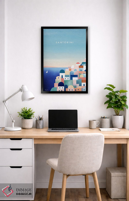 تابلو دکوراتیو Greece Travel Poster,پوستر سفر سانتورینی، یونان اثر هنری ریورز - D5B