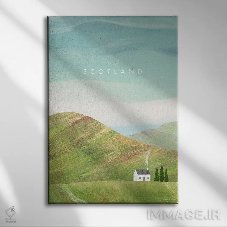 تابلو دکوراتیو Highland Travel Poster,پوستر سفر اسکاتلند، هایلند اثر هنری ریورز - نمای روبهرو روی دیوار