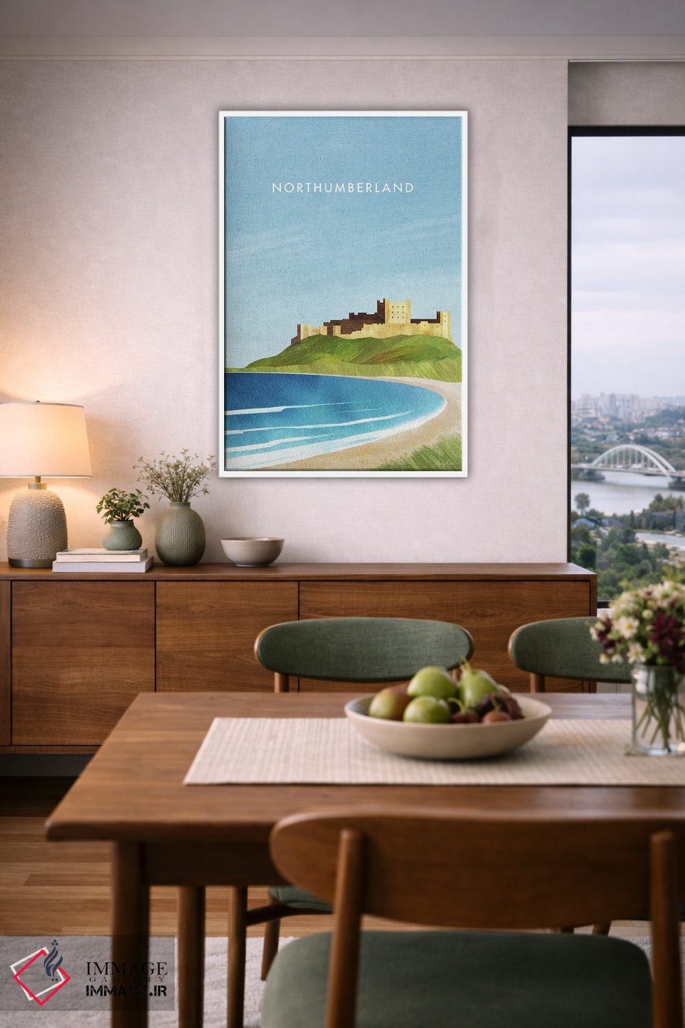تابلو دکوراتیو England Travel Poster,پوستر سفر نورث آمبرلند، انگلستان اثر هنری ریورز - D5W