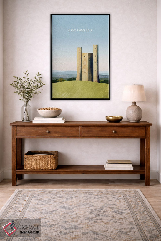 تابلو دکوراتیو England Travel Poster,پوستر سفر کاتسوولدز اثر هنری ریورز - D3B