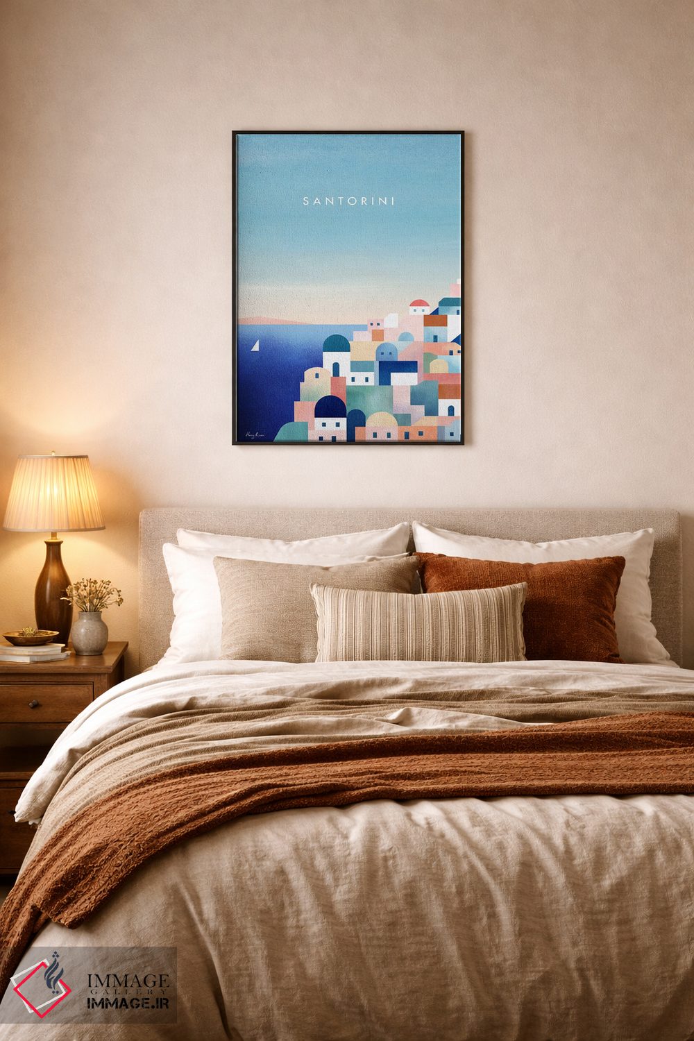 تابلو دکوراتیو Greece Travel Poster,پوستر سفر سانتورینی، یونان اثر هنری ریورز - D6B