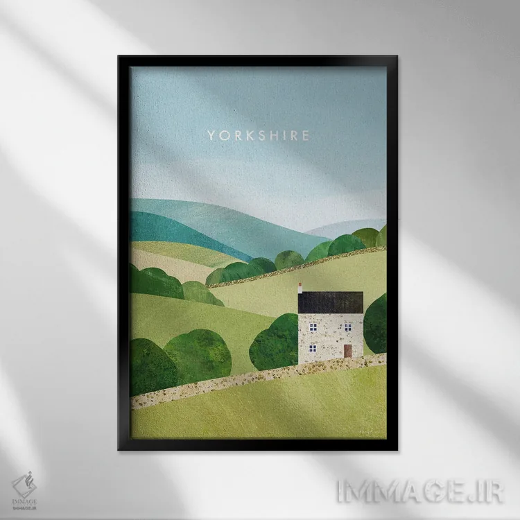 تابلو دکوراتیو England Travel Poster,پوستر سفر یورکشایر، انگلستان اثر هنری ریورز - نمای قابدار مشکی