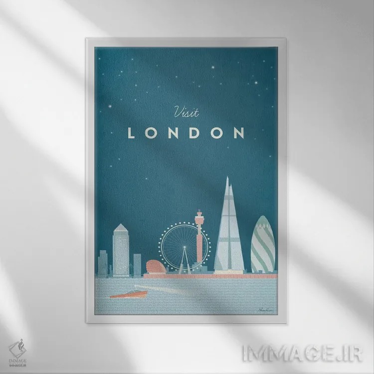 تابلو دکوراتیو لندن اثر هنری ریورز - نمای قابدار سفید