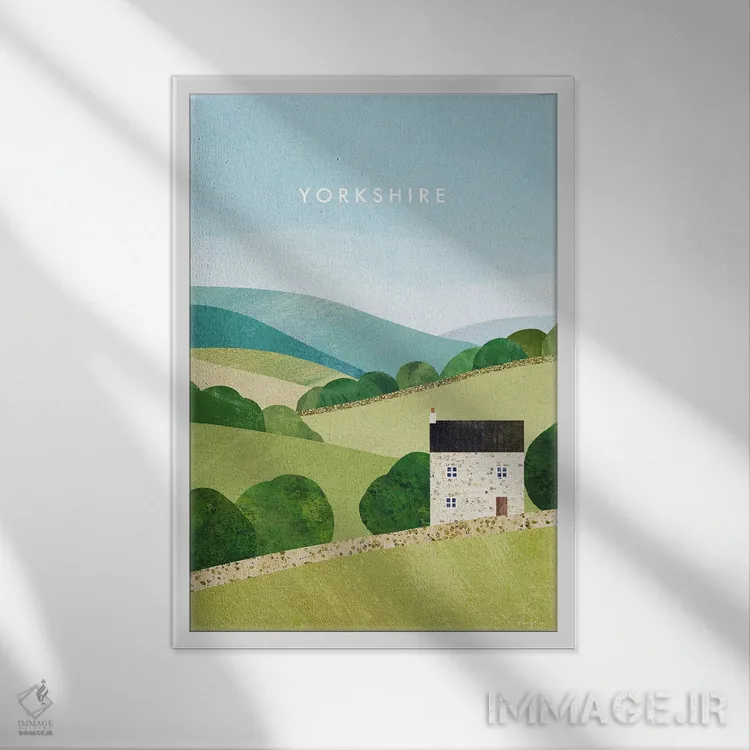 تابلو دکوراتیو England Travel Poster,پوستر سفر یورکشایر، انگلستان اثر هنری ریورز - نمای قابدار سفید