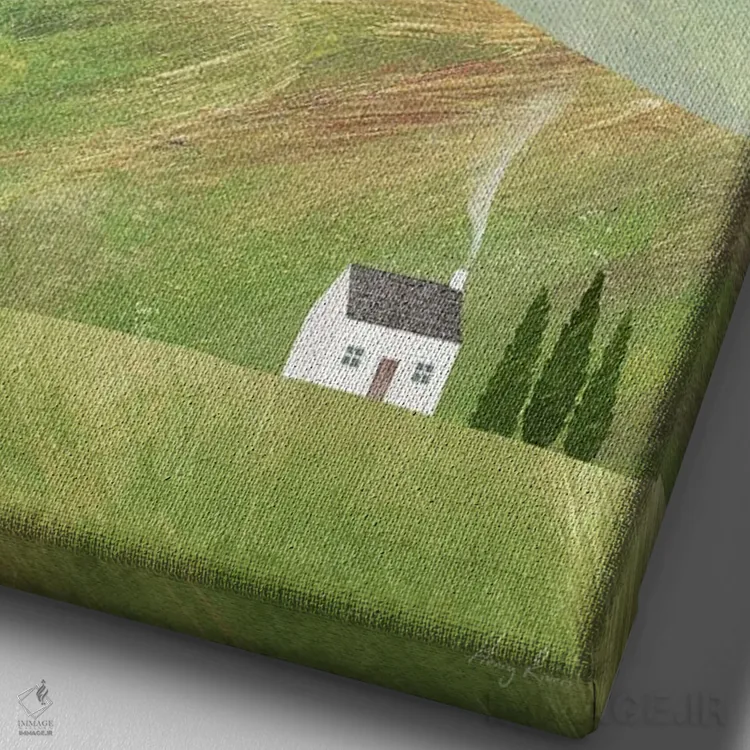 تابلو دکوراتیو Highland Travel Poster,پوستر سفر اسکاتلند، هایلند اثر هنری ریورز - نمای نزدیک بافت بوم