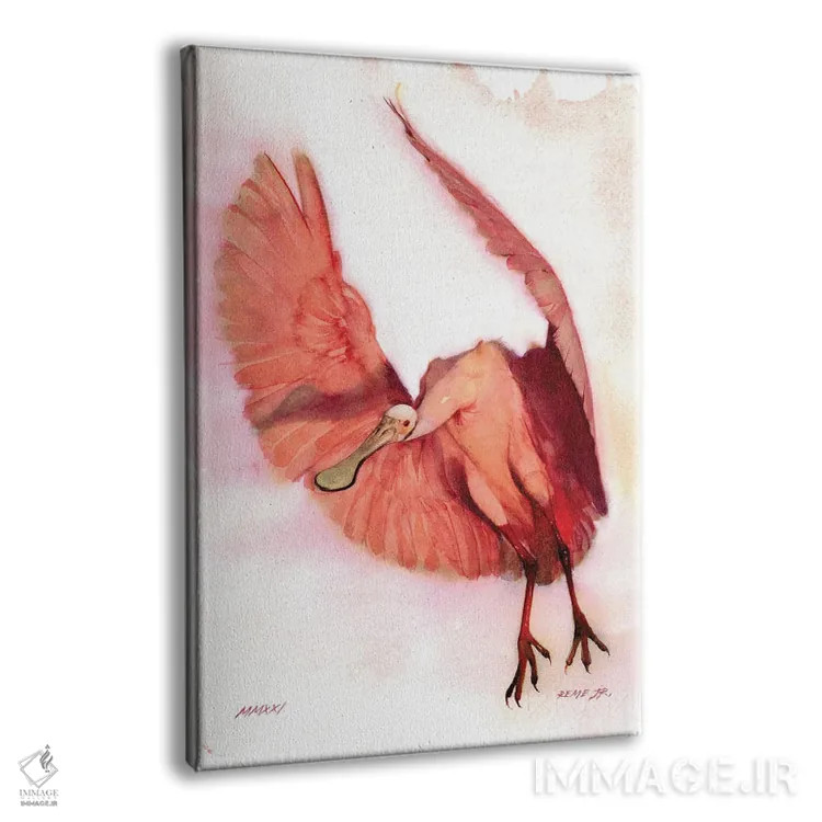 تابلو دکوراتیو فلامینگو قاشقی صورتی شماره یک اثر رم جونیور - نمای پرسپکتیو محصول
