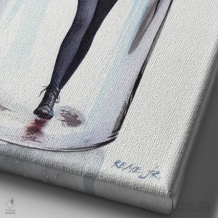 تابلو دکوراتیو دختران در شیشه شماره هفده اثر رم جونیور - نمای نزدیک بافت بوم