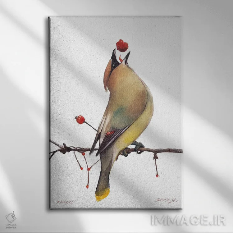 تابلو دکوراتیو پرنده شماره ۱۶۴ اثر رم جونیور - نمای روبهرو روی دیوار