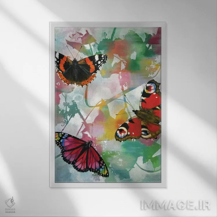 تابلو دکوراتیو پروانه دو اثر ریچارد یورتیش - نمای قابدار سفید