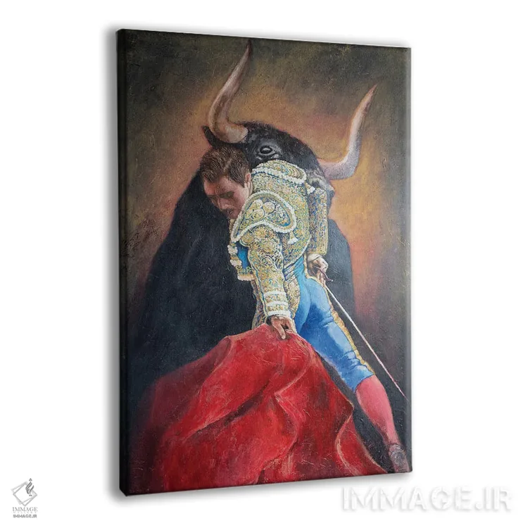 تابلو دکوراتیو نماد گاو سیاه شرور اثر راخمت ردژپوف - نمای پرسپکتیو محصول