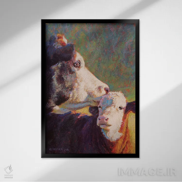 تابلو دکوراتیو بوسه ای آرام اثر ریتا کرکمن - نمای قابدار مشکی