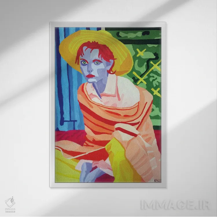 تابلو دکوراتیو زن نشسته اثر راندال استینکه - نمای قابدار سفید