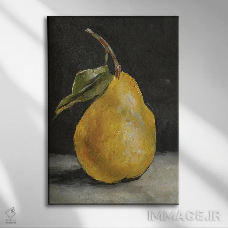 تابلو دکوراتیو گلابی زرد اثر رومانا خومین - نمای روبهرو روی دیوار