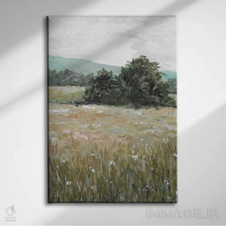 تابلو دکوراتیو منظره چمنزار اثر رومانا خومین - نمای روبهرو روی دیوار