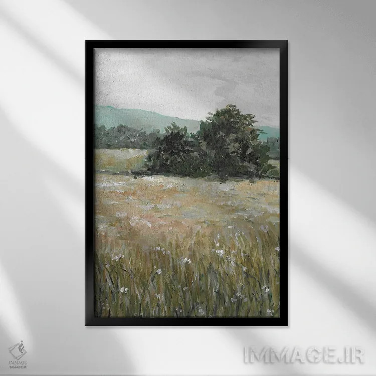 تابلو دکوراتیو حومه روستا اثر رومانا خومین - نمای قابدار مشکی