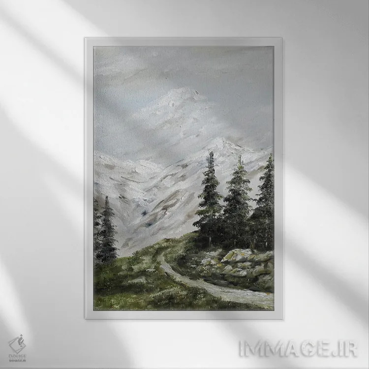 تابلو دکوراتیو هنر منظره جنگلی اثر رومانا خومین - نمای قابدار سفید