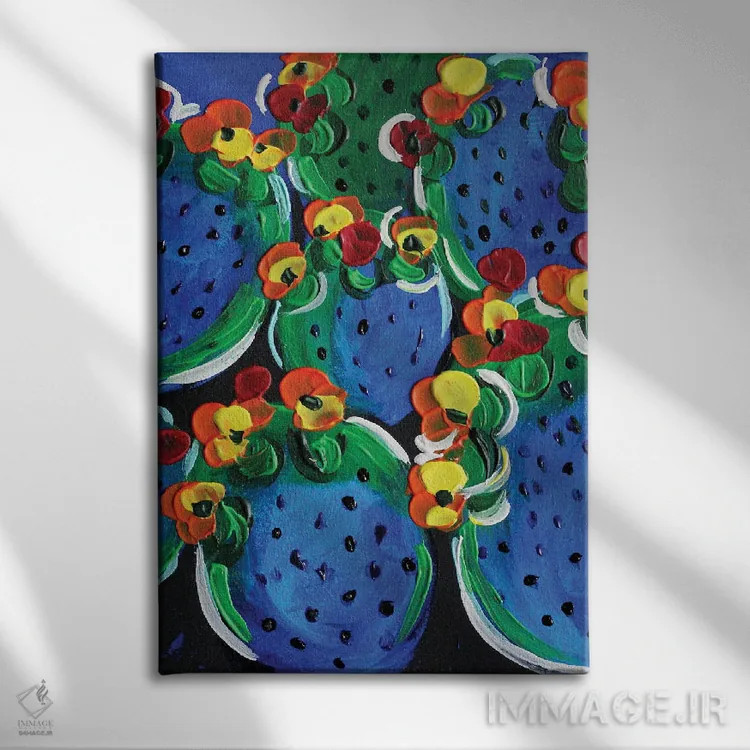 تابلو دکوراتیو کاکتوس اثر رومانا خومین - نمای روبهرو روی دیوار