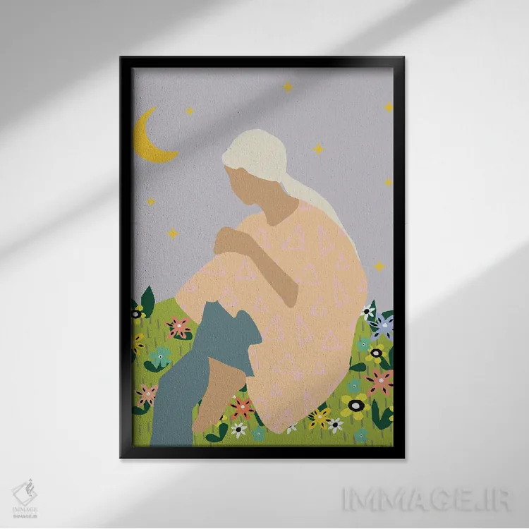 تابلو دکوراتیو حس و حال مدرن تابستانی اثر مرل کالسن - نمای قابدار مشکی