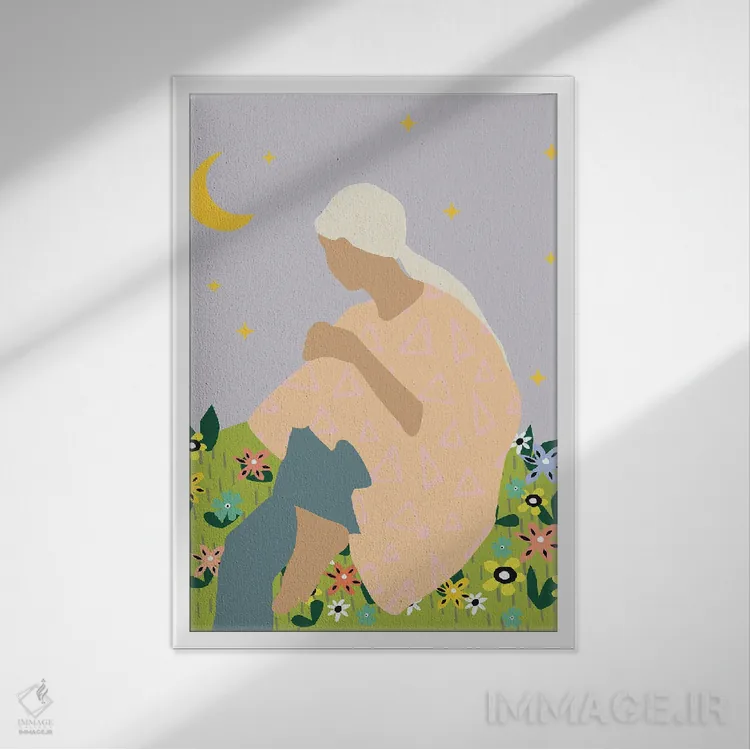 تابلو دکوراتیو حس و حال مدرن تابستانی اثر مرل کالسن - نمای قابدار سفید