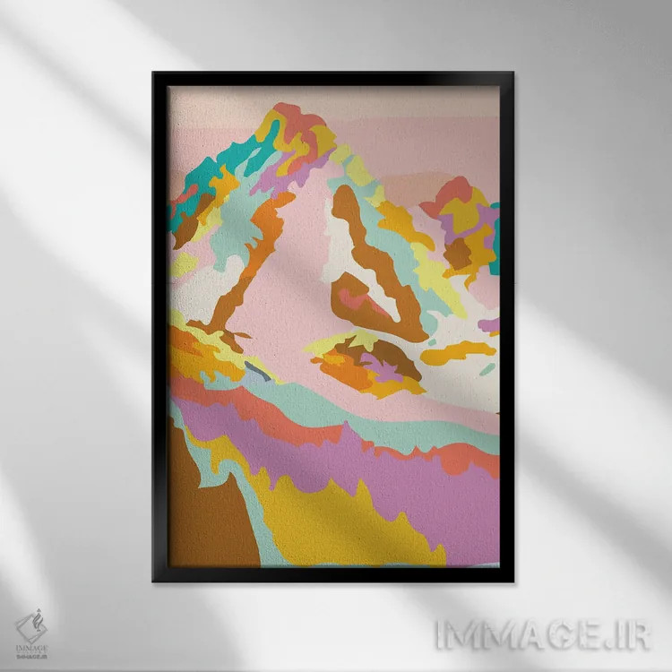 تابلو انتزاعی منظره ارتفاعات انتزاعی اثر مرل کالسن - نمای قابدار مشکی