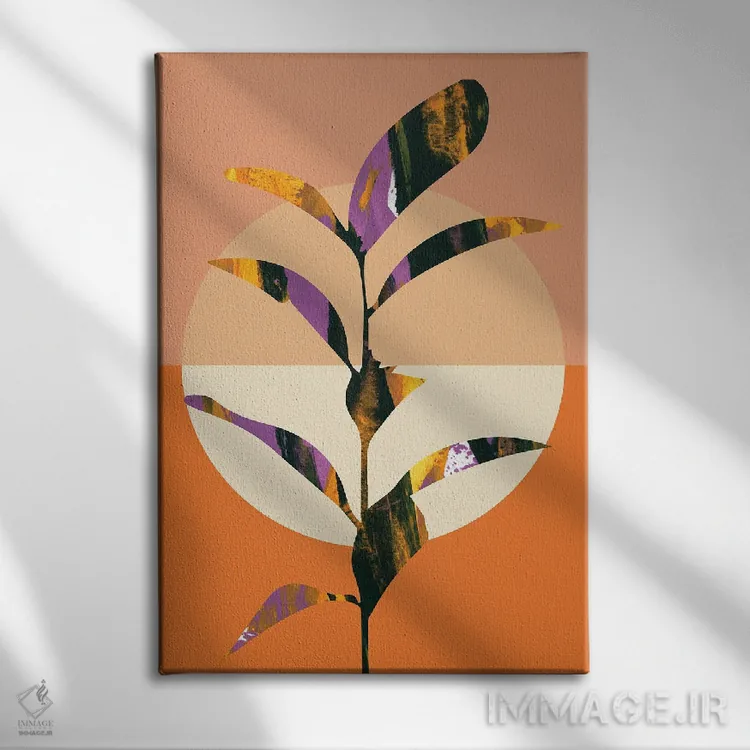 تابلو مینیمال هنر انتزاعی مینیمال گیاهی اثر مرل کالسن - نمای روبهرو روی دیوار
