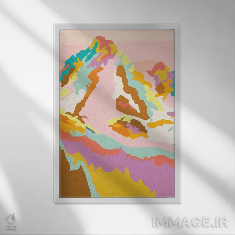 تابلو انتزاعی منظره ارتفاعات انتزاعی اثر مرل کالسن - نمای قابدار سفید