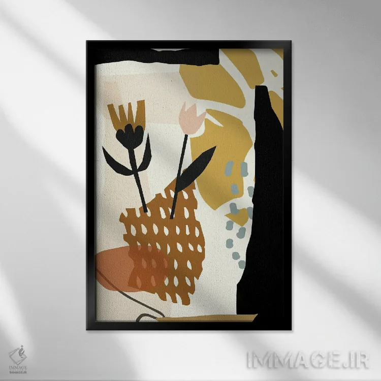 تابلو مینیمال انتزاعی های گیاهی مینیمال ها اثر مرل کالسن - نمای قابدار مشکی
