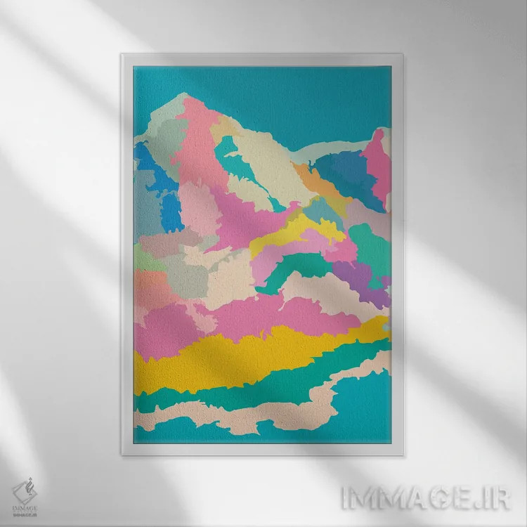 تابلو انتزاعی مناظر ارتفاعات انتزاعی اثر مرل کالسن - نمای قابدار سفید