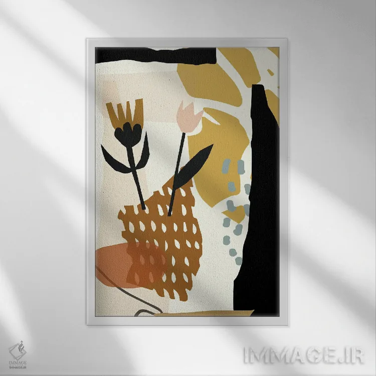 تابلو مینیمال انتزاعی های گیاهی مینیمال ها اثر مرل کالسن - نمای قابدار سفید