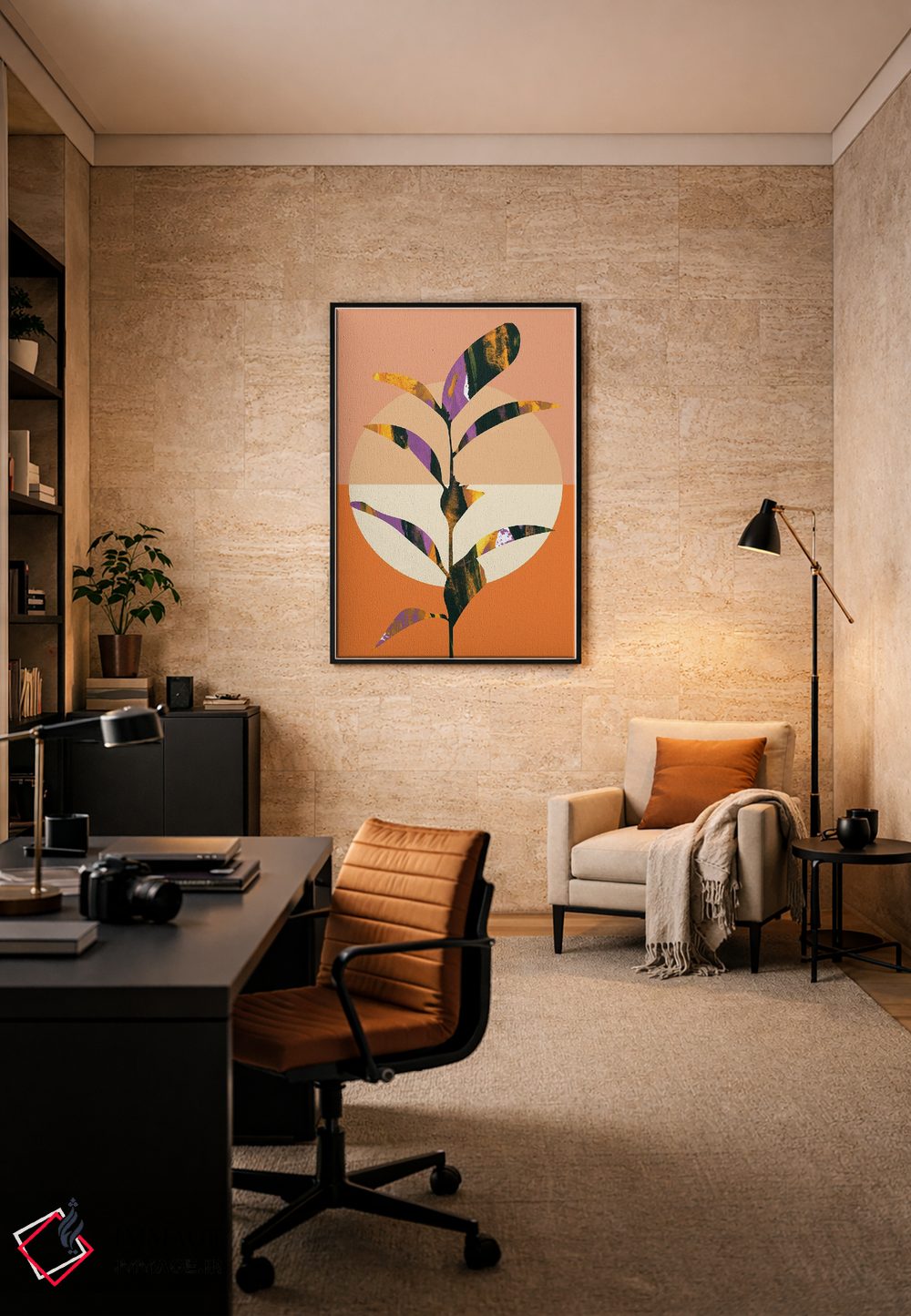 تابلو مینیمال هنر انتزاعی مینیمال گیاهی اثر مرل کالسن - D6B