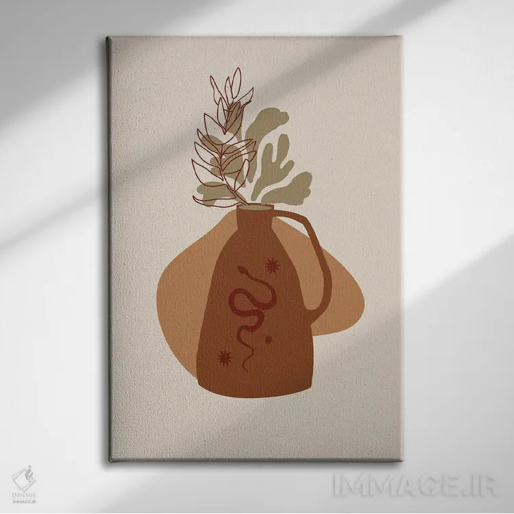 تابلو مینیمال طرح مار کوچک و خوشحال اثر مرل کالسن - نمای روبهرو روی دیوار