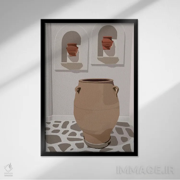تابلو مینیمال تعطیلات در مراکش اثر مرل کالسن - نمای قابدار مشکی