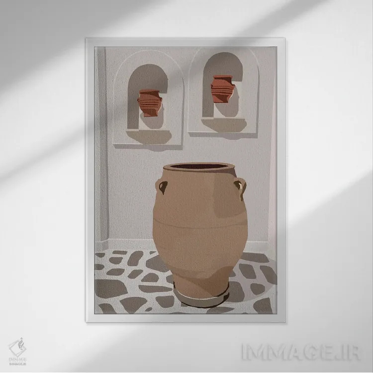 تابلو مینیمال تعطیلات در مراکش اثر مرل کالسن - نمای قابدار سفید