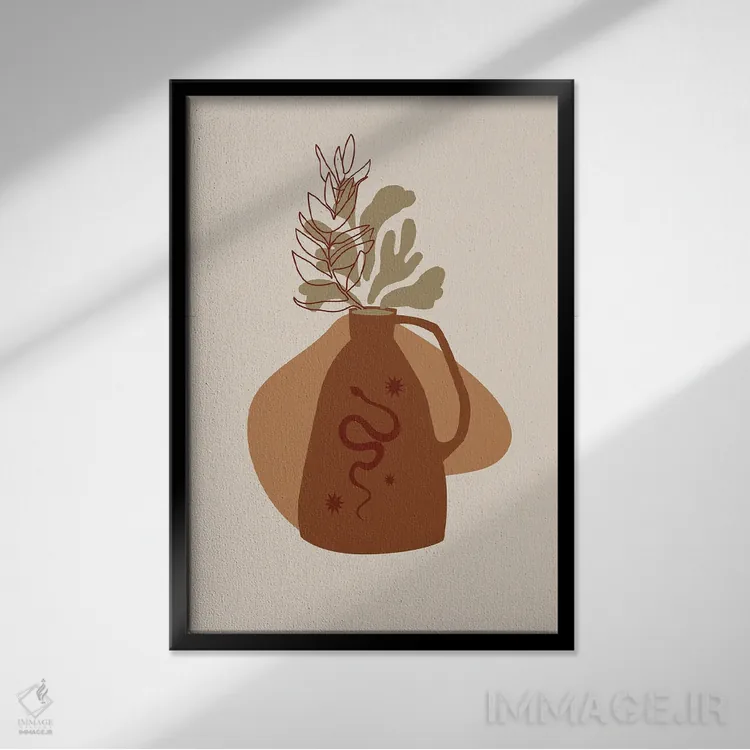 تابلو مینیمال طرح مار کوچک و خوشحال اثر مرل کالسن - نمای قابدار مشکی