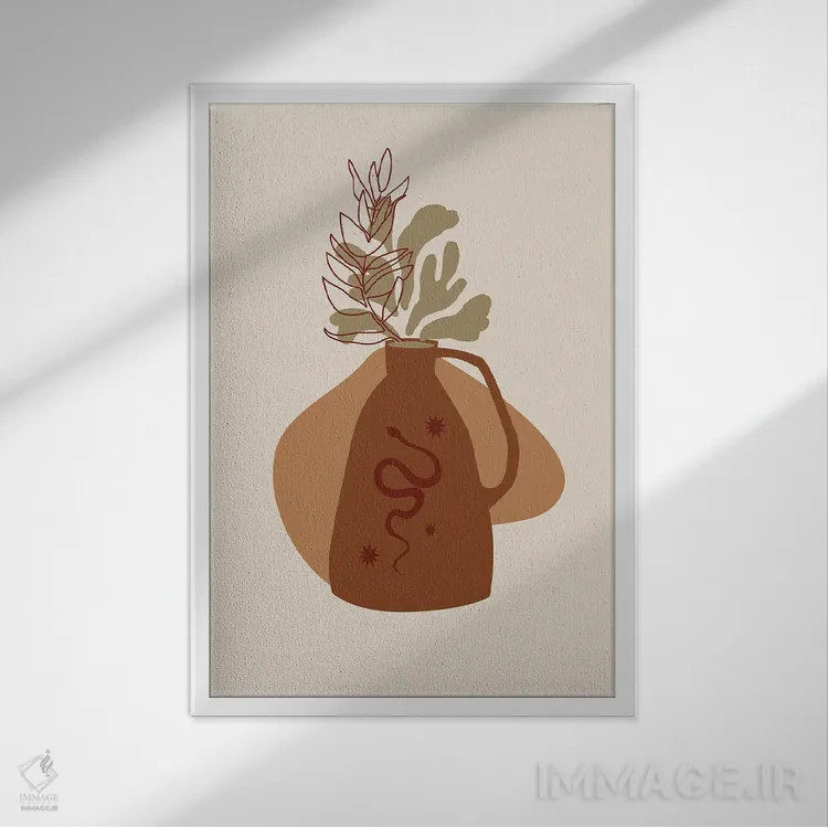 تابلو مینیمال طرح مار کوچک و خوشحال اثر مرل کالسن - نمای قابدار سفید