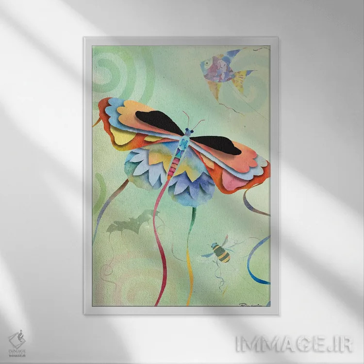 تابلو دکوراتیو پروانه اثر ریچ لو - نمای قابدار سفید