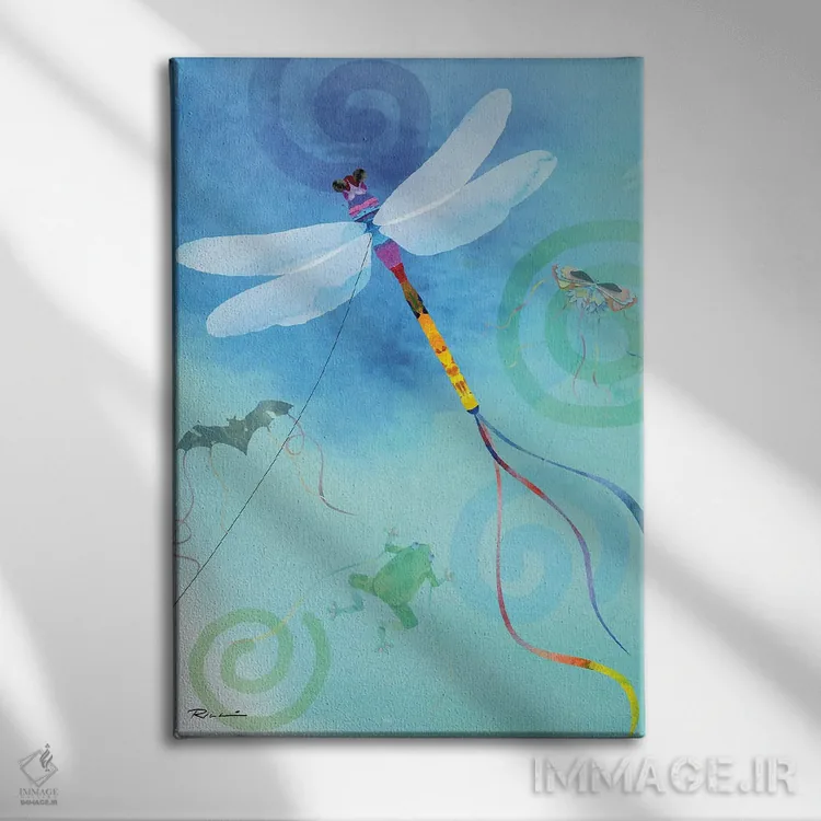 تابلو دکوراتیو سنجاقک اثر ریچ لو - نمای روبهرو روی دیوار