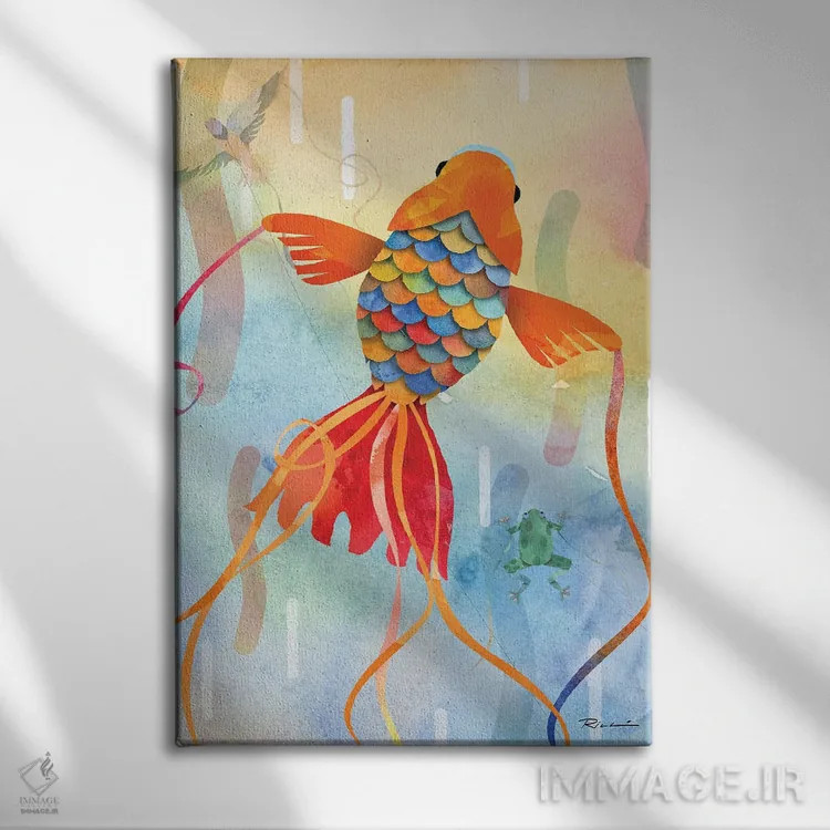 تابلو دکوراتیو ماهی قرمز اثر ریچ لو - نمای روبهرو روی دیوار